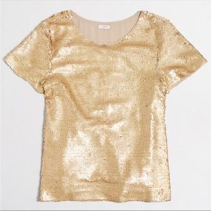 J. Crew Gold Sequin Short Sleeve Top